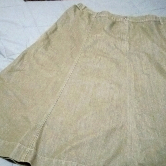 Roaman's Army Green Long Modest Denim Skirt Side Elastic on Waist No Slits 28 W - Picture 2 of 12